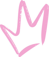 Poster - Pink brush stroke zigzag line is floating on transparent background, featuring hand-drawn texture