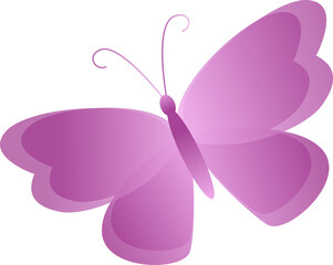 Poster - Vector pink-purple butterfly is featuring gradient wings and antennae on transparent background