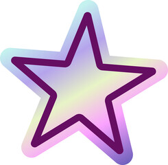 Poster - Flat five-pointed star is glowing with pastel gradient and purple outline on transparent backdrop