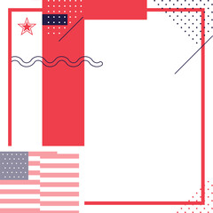 Poster - Abstract flat design is combining flag motifs with geometric shapes on transparent background