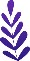 Poster - Abstract botanical branch is featuring purple oval leaves on transparent background, flat design