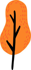 Poster - Treelike form is floating in flat icon, showing orange canopy, red dashes on transparent background