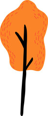 Poster - Stylized tree vector art is floating on transparent backdrop showing orange canopy red dashes
