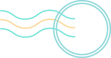 Poster - Abstract orange-turquoise lines are flowing into turquoise rings flat design transparent background