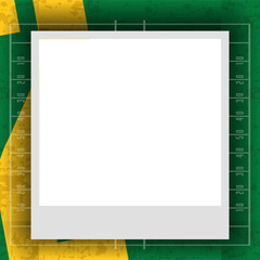 Poster - Flat Polaroid frame showing grey placeholder over yellow shapes on green grid lines, transparent bg