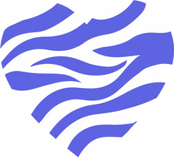Poster - Graphic heart is floating on transparent background, featuring flat design zebra-like wavy stripes