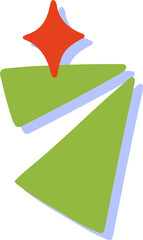 Poster - Flat design geometry is floating on transparent backdrop with three green triangles and orange star