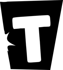 Poster - Stylized capital T is floating over dark tilted polygon in flat design on transparent background