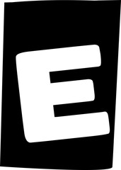 Poster - Stylized uppercase letter E is tilting slightly as flat icon, dark teal on transparent background