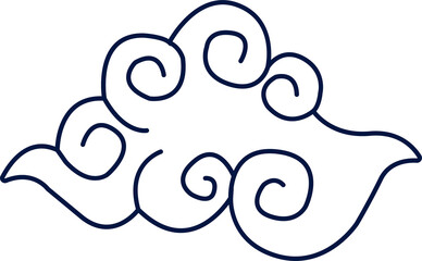 Poster - Stylized cloud is showing smooth spirals and flowing curves in flat design, transparent background