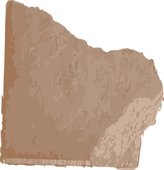 Poster - brown fragment is showing jagged edges in flat design with speckled surface, transparent background
