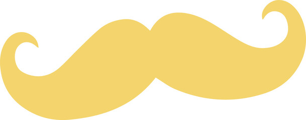 Poster - Yellow moustache shape is being shown in flat design with curled ends, transparent background