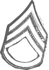 Poster - showing vector art with layered abstract teardrop and three offset rings floating on transparency