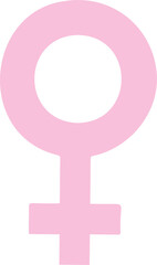Fototapete - Pink female gender symbol is floating in flat design showing inner cutout on transparent background