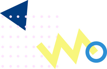 Poster - Flat design featuring blue triangle pink dot grid yellow zigzag blue ring, transparent background