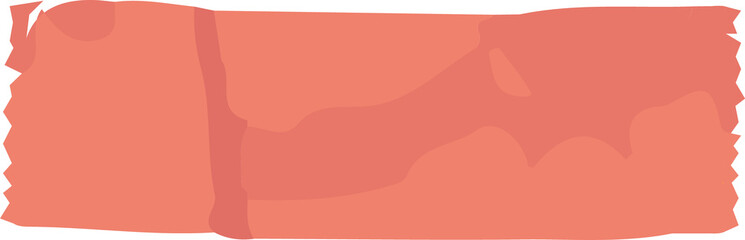 Poster - Torn ribbon-like coral-peach tape strip is floating in flat design style, transparent background
