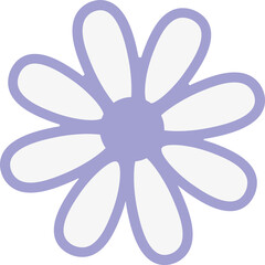 Poster - Daisylike flower is floating on transparent background, white petals, violet outline in flat design
