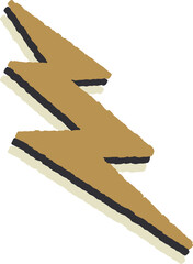 Poster - 3D lightning bolt shape is appearing on transparent backdrop, showing mustard charcoal cream layers