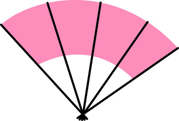 Poster - flat-style hand fan is unfolding on transparent background, with pink panels, black ribs