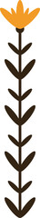 Poster - Flat design is showing brown-stemmed bloom with six leaves, orange petals on transparent background