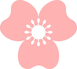 Poster - Red flower is showing in flat vector on transparent backdrop with three petals and sixteen stamens