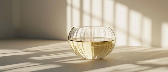 Poster - Ethereal light play around spherical glass filled with refreshing liquid