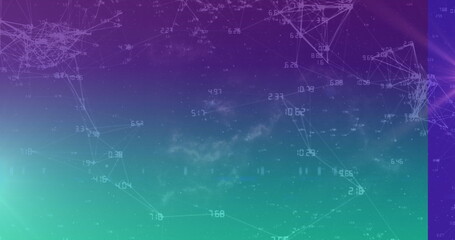 Poster - Displaying abstract network graph on gradient background, with nodes and floating numeric labels