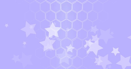 Poster - Displaying digital abstract featuring hexagon grid over lavender background, with translucent stars
