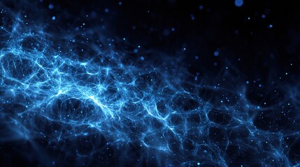 Poster - Abstract Blue Glowing Fractal Background with Tech Elements
