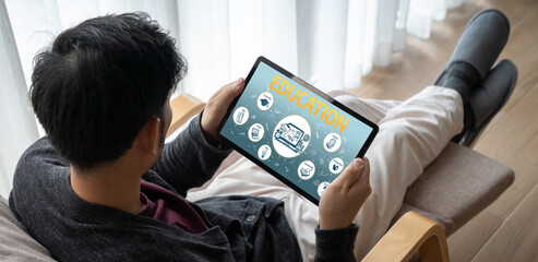 Poster - E-learning website with sofware for student to study online on the internet network snugly