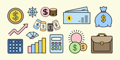 Wall Mural - a vector set of flat icons depicting cosmetic products and bathroom accessories for web and business