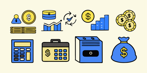 Wall Mural - web design icon set: a versatile collection of vector symbols for internet, mobile, and business app