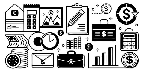 Wall Mural - vector set of international communication, technology, and business icons