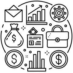 Wall Mural - business finance and technology web icon set