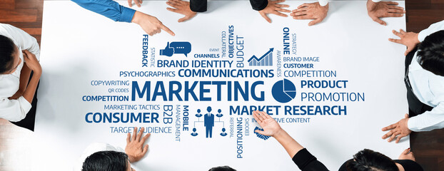 Aufkleber - This image captures a dynamic marketing brainstorming session, showcasing essential concepts such as brand identity, market research, and strategic engagement for effective promotion. Amity