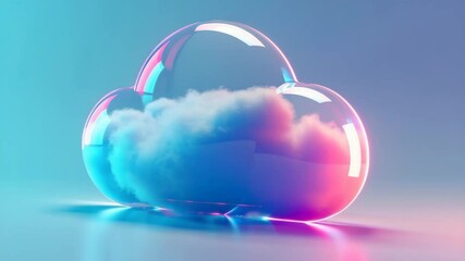 Leinwandbilder - Vibrant cloud within translucent bubble reflecting modern digital art, colorful soft background and contemporary abstract design
