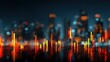 © CLOVER BACKGROUND - Abstract Glowing Forex Candles on Blurred City Background