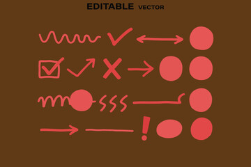 Poster - Hand drawn doodle icons set arrows check marks circles
