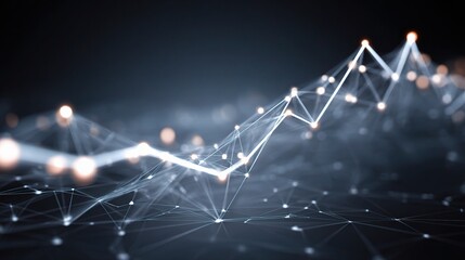 Sleek Financial Graph with Rising Lines and Glowing Points on Dark Background
