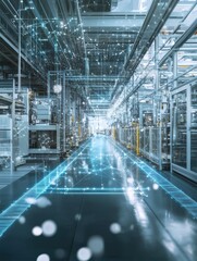 Poster - Futuristic network visualization in a high-tech manufacturing facility