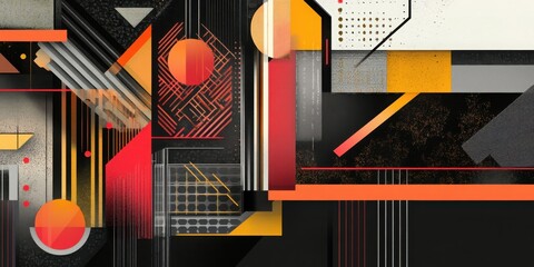 Poster - Modern Abstract Composition with Geometric Shapes and Bold Colors a Dynamic Design