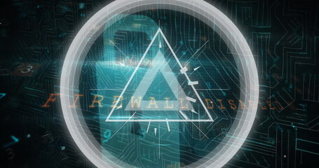 Aufkleber - Displaying concentric ring and triangles on security dashboard with firewall disabled message