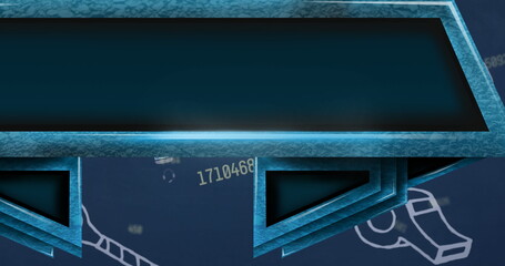 Poster - Displaying turquoise-blue banner hovering over schematic interface, pipe drawing and code 1710468