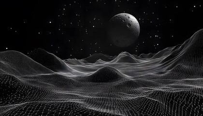 Abstract landscape with a celestial body.