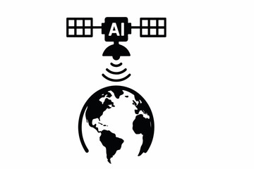 Poster - Silhouettes and Vectors in AI Exploring Cybersecurity, AI Faces, Satellite Intelligence, Brain-Machine Interfaces, and Camera Lens Technologies in Artificial Intelligence