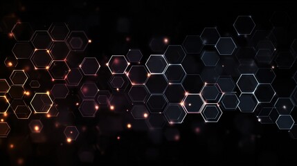 Poster - Dark Tech Background with Subtle Hexagons and Flickering Lights