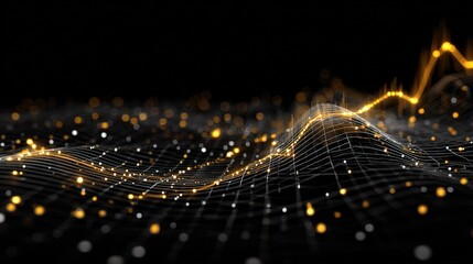 Poster - Radiant Digital Financial Graph with Glowing Data Visualization