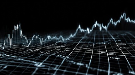 Poster - Financial Graph Rising on Crisp White Grid Lines for Analysis