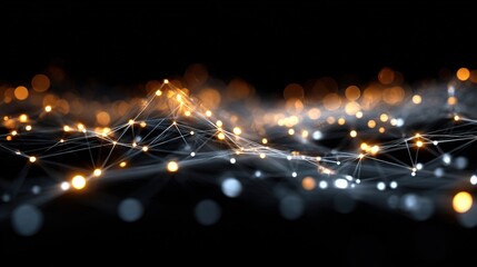 Poster - Abstract Network of Glowing Points in a High-Tech Environment