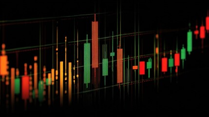 Poster - Financial Candlestick Chart Analysis with Bold Red and Green Colors